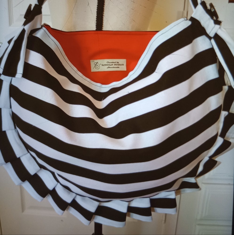 Black and White Striped Shoulder Bag